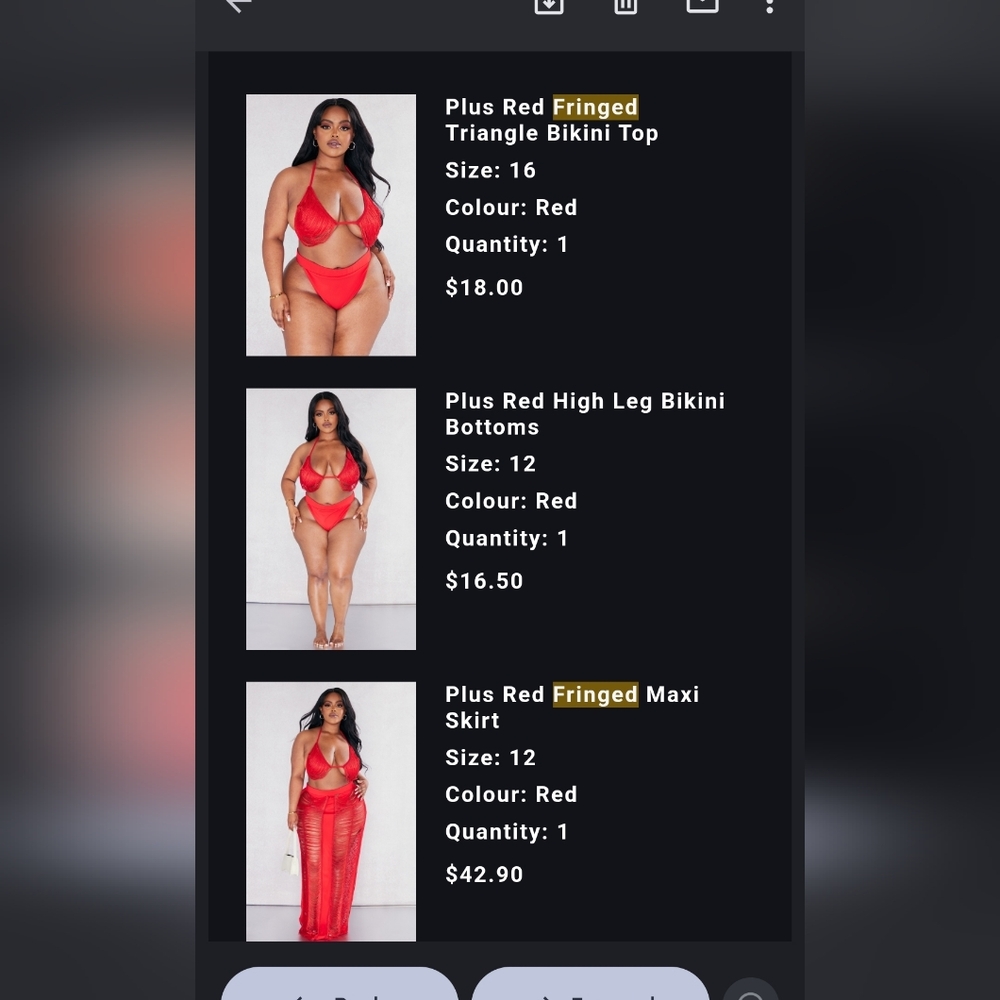 PLT PLUS Red Fringe Swim Set US Sizes Listed In Pictures